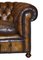 Sofá Chesterfield Club inglés de cuero marrón teñido a mano, años 50, Imagen 10