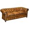 Englisches handgefärbtes englisches Chesterfield Club Sofa aus zigarrenbraunem Leder, 1960er 1