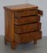 Sublime Burr Walnut Side Table Chest of Drawers with Butlers Serving Tray, Image 18