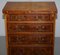 Sublime Burr Walnut Side Table Chest of Drawers with Butlers Serving Tray, Image 9