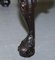 Antiker englischer handgefertigter georgianischer Fußhocker aus braunem Leder mit Klauenfüßen 12