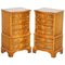 Small Burr Yew Wood Tallboy Chests of Drawers or Lamp Tables, Set of 2, Image 1