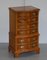 Small Burr Yew Wood Tallboy Chests of Drawers or Lamp Tables, Set of 2 2