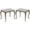 French Brass Framed Side Tables with Italian Marble Tops, 1900s, Set of 2 1