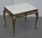 French Brass Framed Side Tables with Italian Marble Tops, 1900s, Set of 2 6