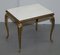 French Brass Framed Side Tables with Italian Marble Tops, 1900s, Set of 2, Image 6