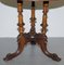 Victorian Burr Walnut Tripod Side Table with Pillarded Base & Ornate Carving 7