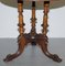 Victorian Burr Walnut Tripod Side Table with Pillarded Base & Ornate Carving, Image 7