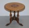 Victorian Burr Walnut Tripod Side Table with Pillarded Base & Ornate Carving, Image 2