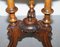 Victorian Burr Walnut Tripod Side Table with Pillarded Base & Ornate Carving 11
