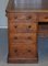 Antique Victorian English Double Sided Twin Pedestal Kneehole Desk in Oak with 18 Drawers 4