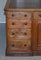 Antique Victorian English Double Sided Twin Pedestal Kneehole Desk in Oak with 18 Drawers 11