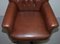 Brown Leather Chesterfield Captain's Armchair, Image 6