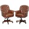 Brown Leather Chesterfield Captain's Armchair 1