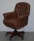 Brown Leather Chesterfield Captain's Armchair, Image 13