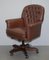 Brown Leather Chesterfield Captain's Armchair, Image 4