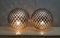 Kugelförmige Tischlampen aus Muranoglas mit Diamantschliff in Silber, 2 . Set 2