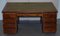 Victorian 4-Sided Pedestal Desk in Flamed Hardwood & Green Leather 19