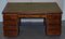 Victorian 4-Sided Pedestal Desk in Flamed Hardwood & Green Leather, Image 19