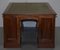 Victorian 4-Sided Pedestal Desk in Flamed Hardwood & Green Leather 9