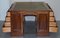 Victorian 4-Sided Pedestal Desk in Flamed Hardwood & Green Leather 11