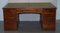 Victorian 4-Sided Pedestal Desk in Flamed Hardwood & Green Leather 15