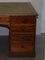 Victorian 4-Sided Pedestal Desk in Flamed Hardwood & Green Leather 17