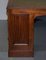 Victorian 4-Sided Pedestal Desk in Flamed Hardwood & Green Leather 10