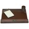 Papeles de escritorio de cuero marrón y latón de Gucci, años 60. Juego de 3, Imagen 1
