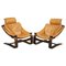 Mid-Century Swedish Cognac Leather Armchairs by Ake Fribytter for Nelo Mobel, Set of 2 1