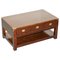 Hardwood and Brass Coffee Table with Drawers 1