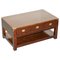 Hardwood and Brass Coffee Table with Drawers, Image 1