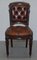Chesterfield Brown Leather and Hardwood Dining Chairs, Set of 5 17