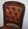 Chesterfield Brown Leather and Hardwood Dining Chairs, Set of 5, Image 20