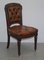 Chesterfield Brown Leather and Hardwood Dining Chairs, Set of 5 2
