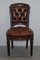 Chesterfield Brown Leather and Hardwood Dining Chairs, Set of 5 3