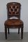 Chesterfield Brown Leather and Hardwood Dining Chairs, Set of 5, Image 3