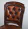 Chesterfield Brown Leather and Hardwood Dining Chairs, Set of 5 5