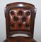 Chesterfield Brown Leather and Hardwood Dining Chairs, Set of 5 4