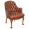 Chesterfield Captain's Brown Leather Armchair from Harrods 1