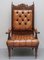 Jugendstil Chesterfield Ledersessel in Braun, 2er Set 3