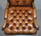 Jugendstil Chesterfield Ledersessel in Braun, 2er Set 16