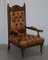 Art Nouveau Chesterfield Brown Leather Armchairs, Set of 2 13