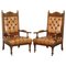 Art Nouveau Chesterfield Brown Leather Armchairs, Set of 2 1