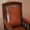 Victorian Hardwood Hand Dyed Brown Leather Library Reading Armchair 4