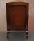 Victorian Hardwood Hand Dyed Brown Leather Library Reading Armchair 20