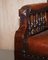 Victorian Hardwood Hand Dyed Brown Leather Library Reading Armchair 14