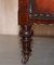 Victorian Hardwood Hand Dyed Brown Leather Library Reading Armchair 15