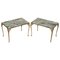 Green Marble Top Side Tables with Bronzed Frames, Set of 2 1