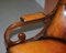 Butaca Chesterfield victoriana antigua de cuero marrón, Imagen 6